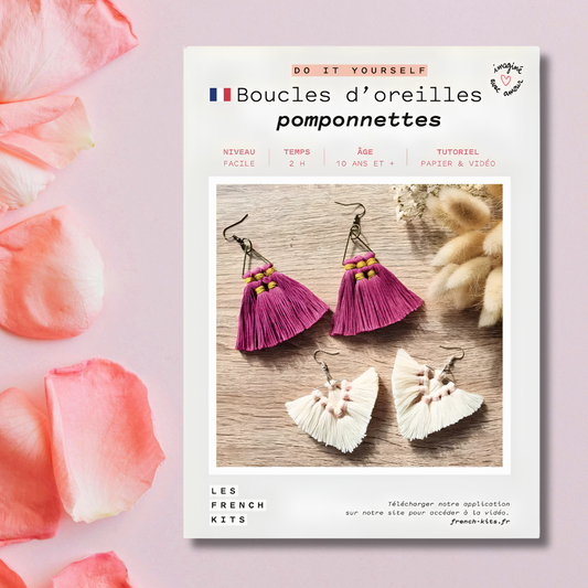 KIT MACRAMÉ Boucles d'oreilles POMPONNETTES