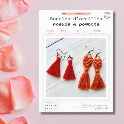 KIT MACRAMÉ Boucles d'oreilles Nœuds & Pompons
