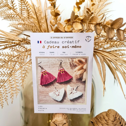 KIT MACRAMÉ Boucles d'oreilles POMPONNETTES