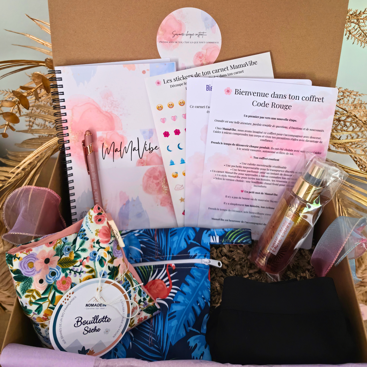 Coffret MamaVibe "CODE ROUGE" Premières règles (rituel complet)