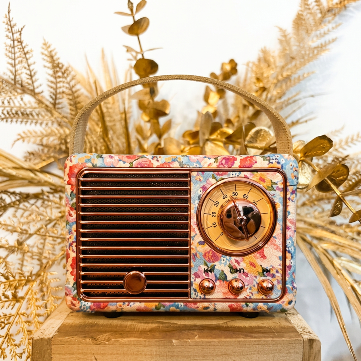 MINI ENCEINTE BLUETOOTH RÉTRO FLEURIE